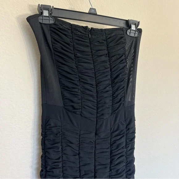 I.AM.GIA Ophelia black strapless mesh ruched jumpsuit club party festival medium